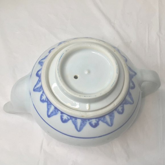Vintage Mid-Century Porcelain Rice Flower Teapot Blue/White Tienshan Vase - Picture 7 of 9
